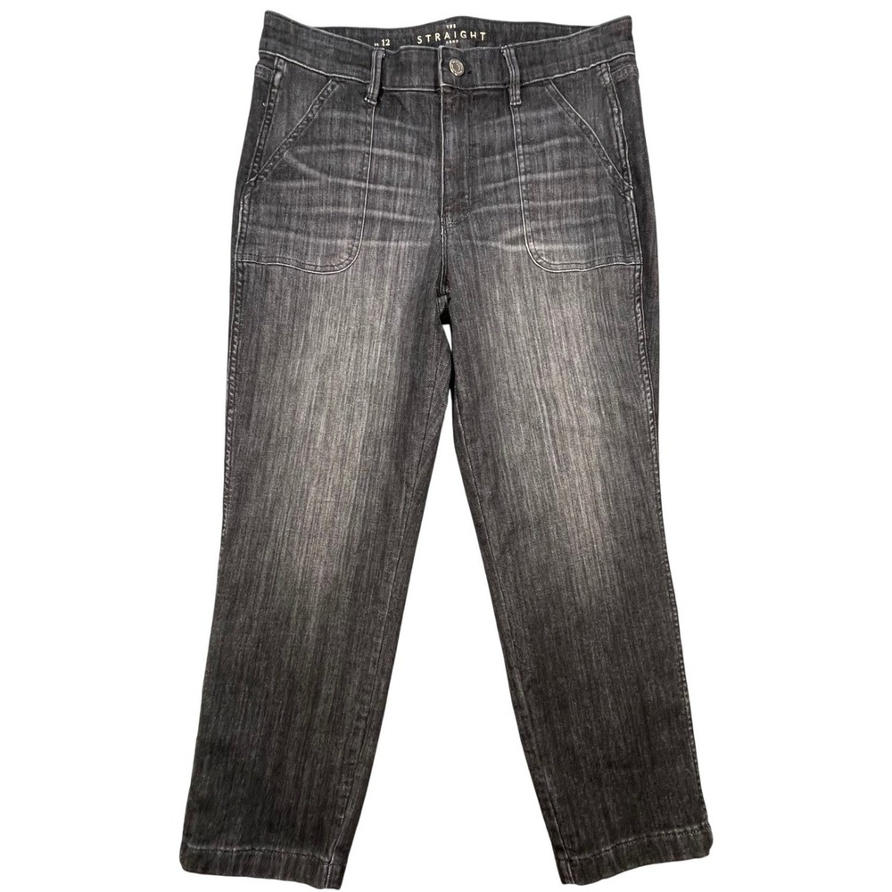 White House Black Market Black High Rise Straight Crop Jeans Women Size 12